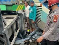 *Selamatkan Jiwa Masyarakat, Seorang Polantas Rela  Korbankan Sepeda Motor Pribadinya   Buat Ganjal Bus Mogok di Atas Jembatan Kapuas 2*