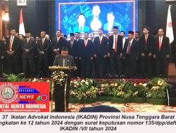 Ketua DPD IKADIN Provensi Nusa Tenggara Barat Lantik  37 Advokat Muda Angkatan XII 2024 di Hotel Lombok Raya Mataram.