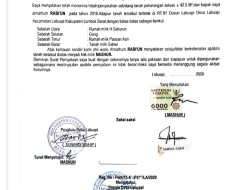 Salah Satu Oknum Perangkat Desa Labuapi inisial S di Palsukan Tanda Tangannya di Dokumen Penting.